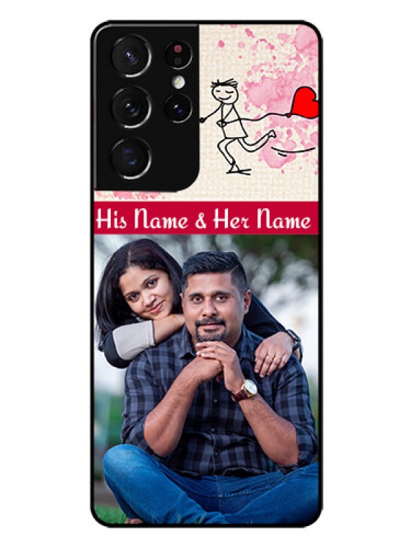 Custom Galaxy S21 Ultra Photo Printing on Glass Case  - You and Me Case Design