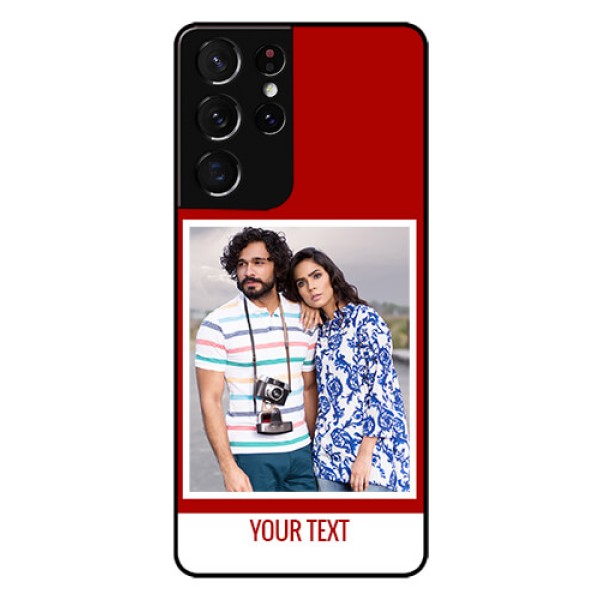 Galaxy S21 Ultra Personalized Glass Phone Case  - Simple Red Color Design