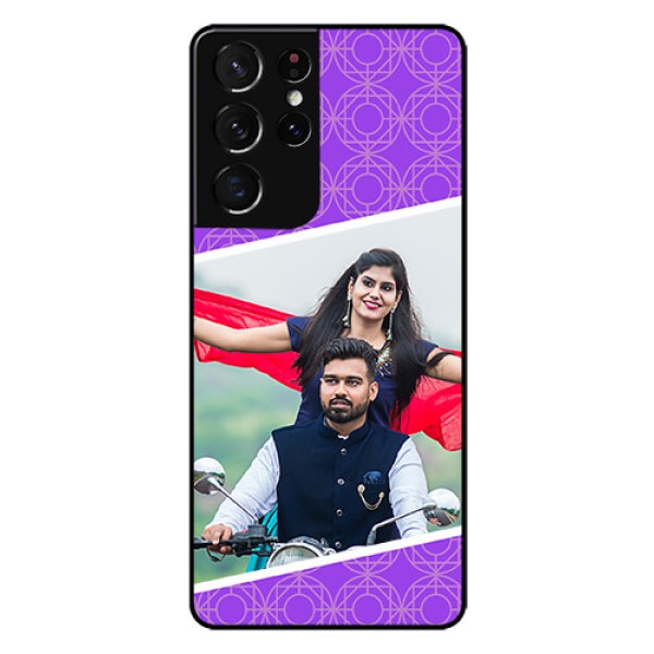 Galaxy S21 Ultra Custom Glass Phone Case  - Violet Pattern Design