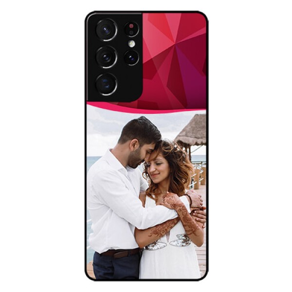 Galaxy S21 Ultra Custom Glass Mobile Case  - Red Abstract Design
