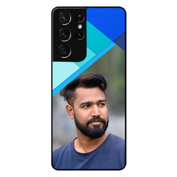 Galaxy S21 Ultra Custom Glass Phone Case  - Blue Pattern Design