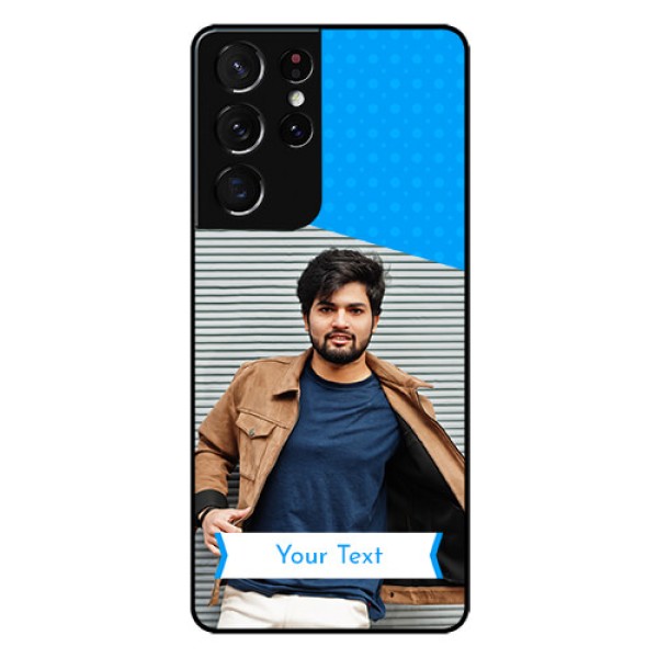 Galaxy S21 Ultra Photo Printing on Glass Case - Simple Blue Color Design Galaxy S21 Ultra Photo Printing on Glass Case - Simple Blue Color Design