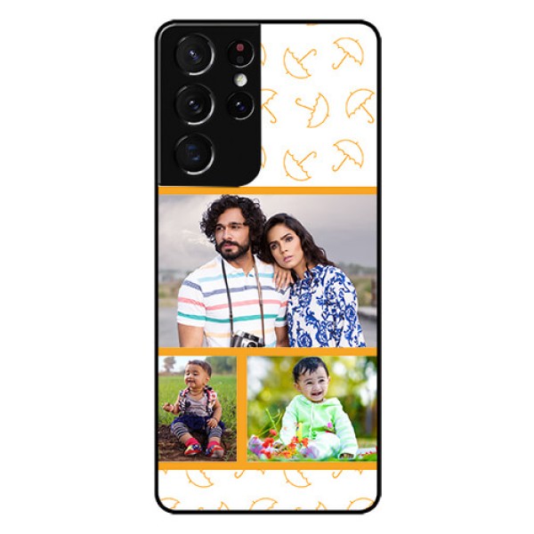 Galaxy S21 Ultra Custom Glass Mobile Case  - Yellow Pattern Design