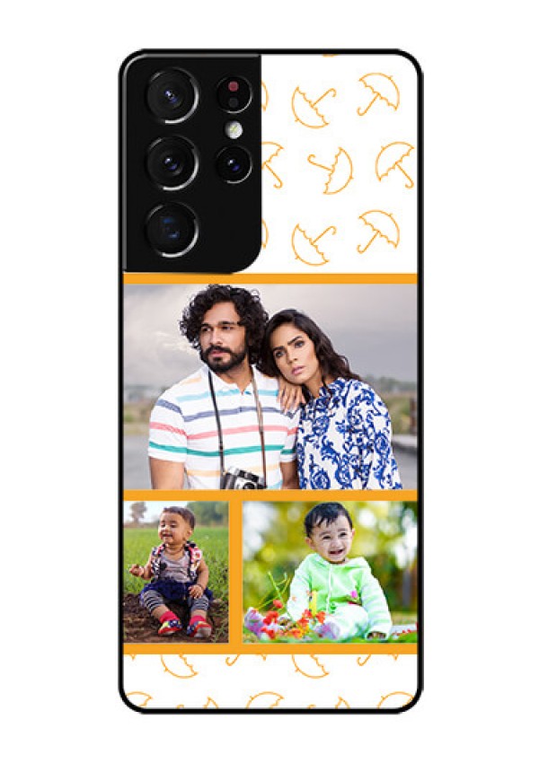 Galaxy S21 Ultra Custom Glass Mobile Case  - Yellow Pattern Design