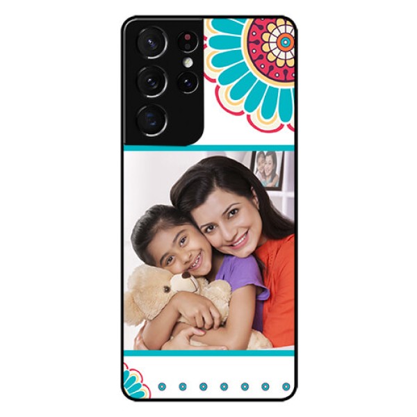 Galaxy S21 Ultra Custom Glass Phone Case  - Flower Design