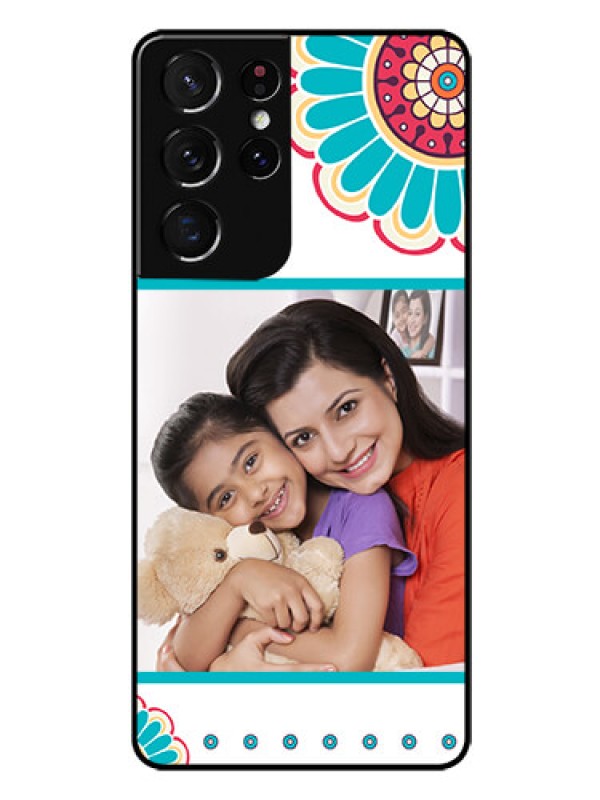 Custom Galaxy S21 Ultra Custom Glass Phone Case  - Flower Design