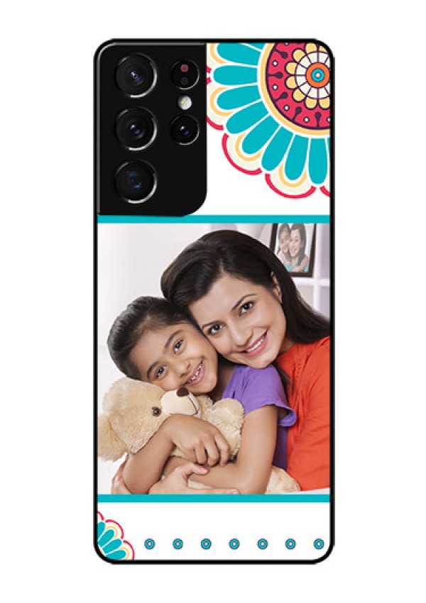 Galaxy S21 Ultra Custom Glass Phone Case  - Flower Design