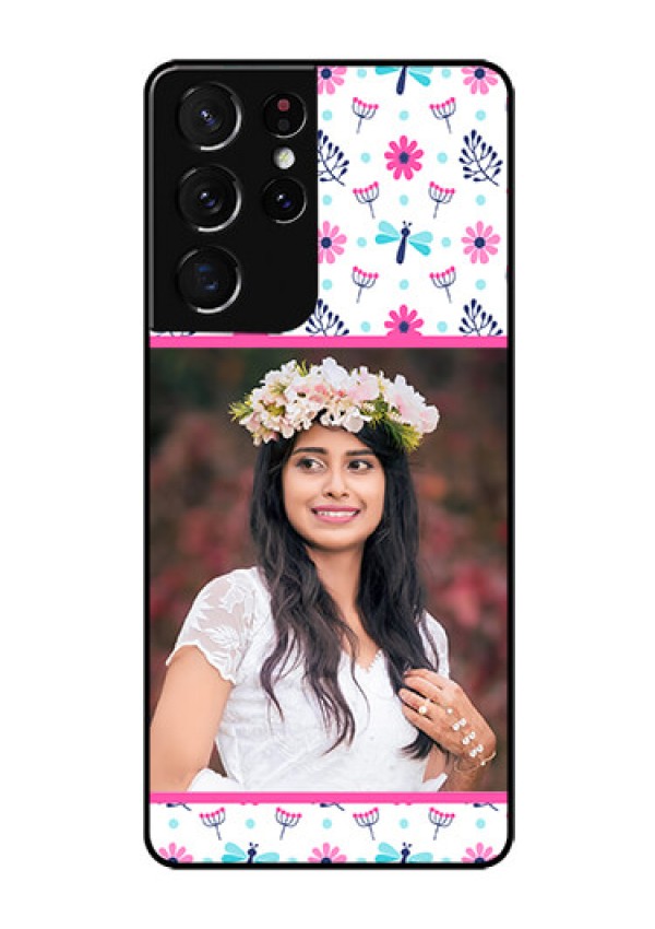 Galaxy S21 Ultra Photo Printing on Glass Case  - Colorful Flower Design