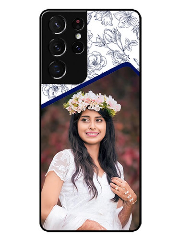 Custom Galaxy S21 Ultra Personalized Glass Phone Case  - Premium Floral Design