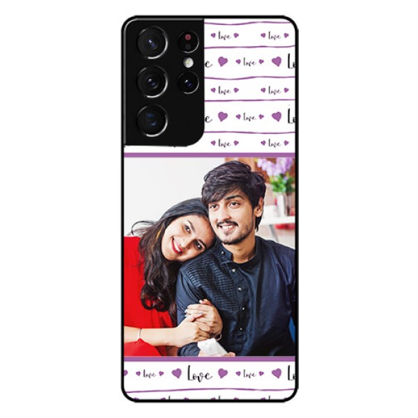 Galaxy S21 Ultra Custom Glass Mobile Case  - Couples Heart Design