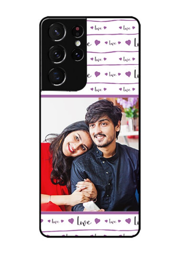 Galaxy S21 Ultra Custom Glass Mobile Case  - Couples Heart Design