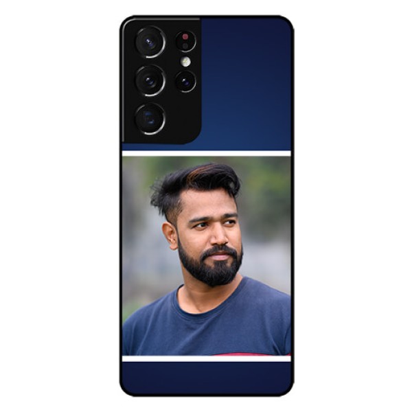 Galaxy S21 Ultra Personalized Glass Phone Case - Simple Royal Blue Design Galaxy S21 Ultra Personalized Glass Phone Case - Simple Royal Blue Design