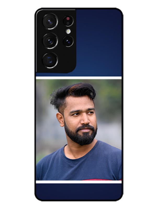 Custom Galaxy S21 Ultra Personalized Glass Phone Case  - Simple Royal Blue Design