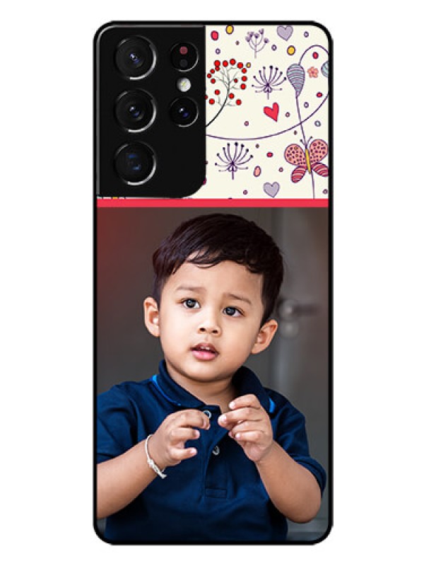 Custom Galaxy S21 Ultra Custom Glass Mobile Case  - Premium Floral Design