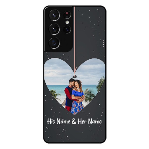 Galaxy S21 Ultra Custom Glass Phone Case  - Hanging Heart Design