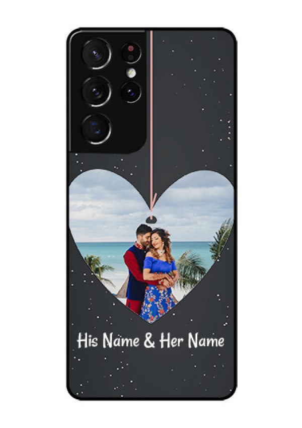 Galaxy S21 Ultra Custom Glass Phone Case  - Hanging Heart Design