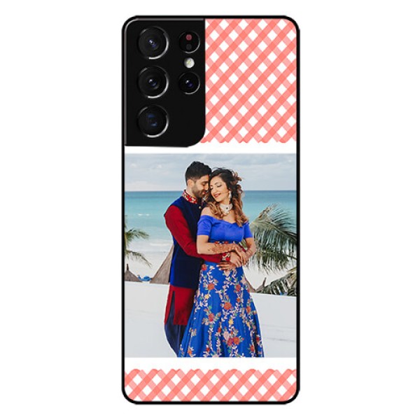 Galaxy S21 Ultra Personalized Glass Phone Case  - Pink Pattern Design