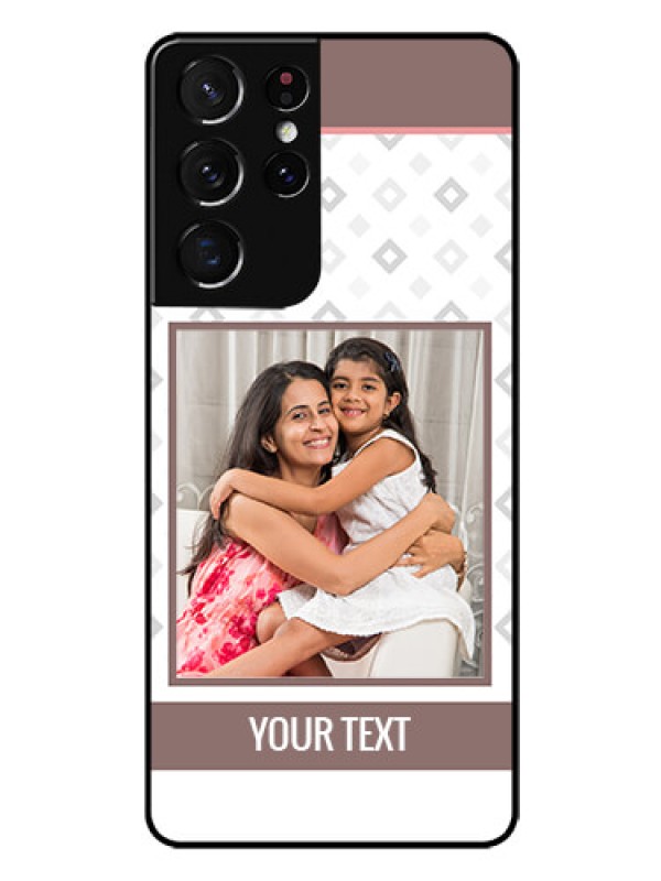 Custom Galaxy S21 Ultra Photo Printing on Glass Case  - Simple Diamond Design