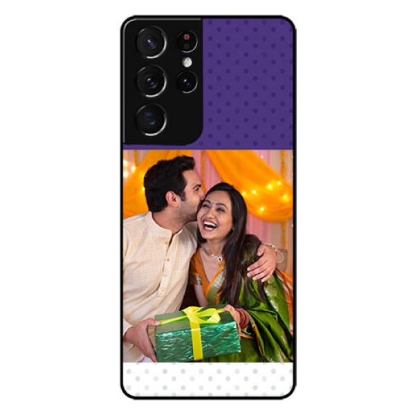 Galaxy S21 Ultra Personalized Glass Phone Case - Violet Pattern Design Galaxy S21 Ultra Personalized Glass Phone Case - Violet Pattern Design