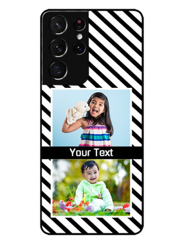 Custom Galaxy S21 Ultra Photo Printing on Glass Case  - Black And White Stripes Design