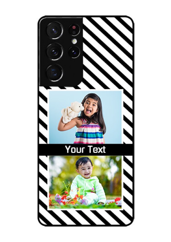 Galaxy S21 Ultra Photo Printing on Glass Case  - Black And White Stripes Design
