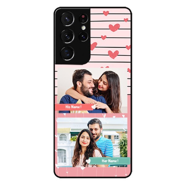 Galaxy S21 Ultra Custom Glass Mobile Case - Photo with Heart Design Galaxy S21 Ultra Custom Glass Mobile Case - Photo with Heart Design