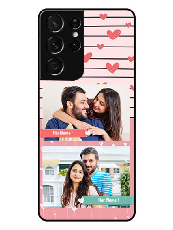 Custom Galaxy S21 Ultra Custom Glass Mobile Case  - Photo with Heart Design