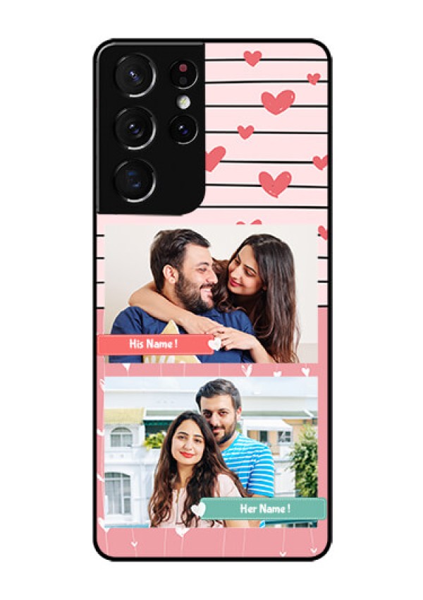 Galaxy S21 Ultra Custom Glass Mobile Case  - Photo with Heart Design