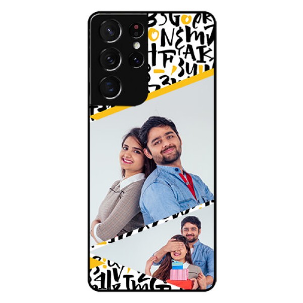 Galaxy S21 Ultra Custom Glass Mobile Case  - Letters Pattern Design