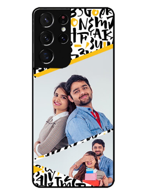 Custom Galaxy S21 Ultra Custom Glass Mobile Case  - Letters Pattern Design