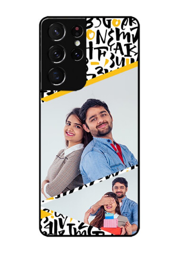 Galaxy S21 Ultra Custom Glass Mobile Case  - Letters Pattern Design