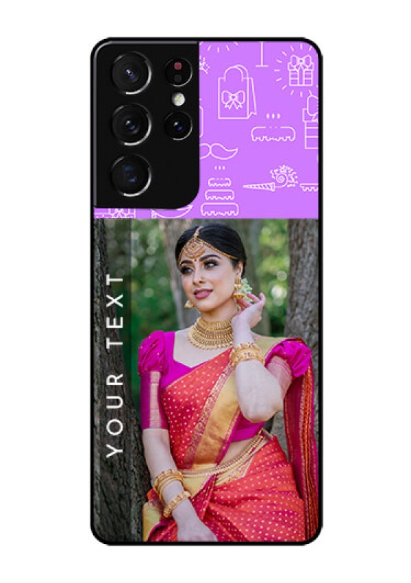 Galaxy S21 Ultra Custom Glass Mobile Case  - Birthday Icons Design