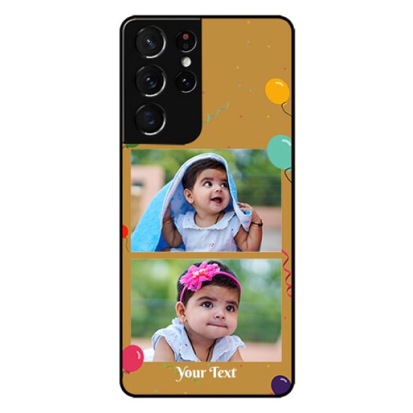 Galaxy S21 Ultra Personalized Glass Phone Case  - Image Holder with Birthday Celebrations Design