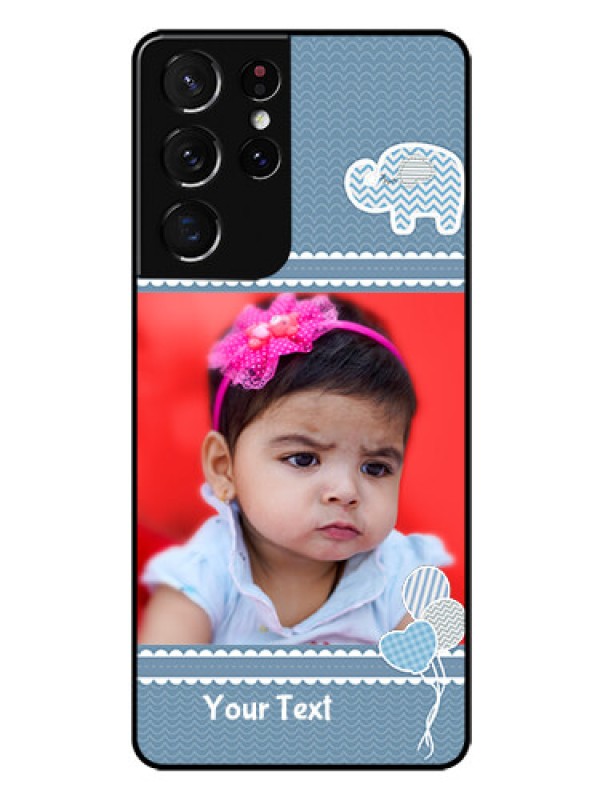 Custom Galaxy S21 Ultra Photo Printing on Glass Case  - with Kids Pattern Design