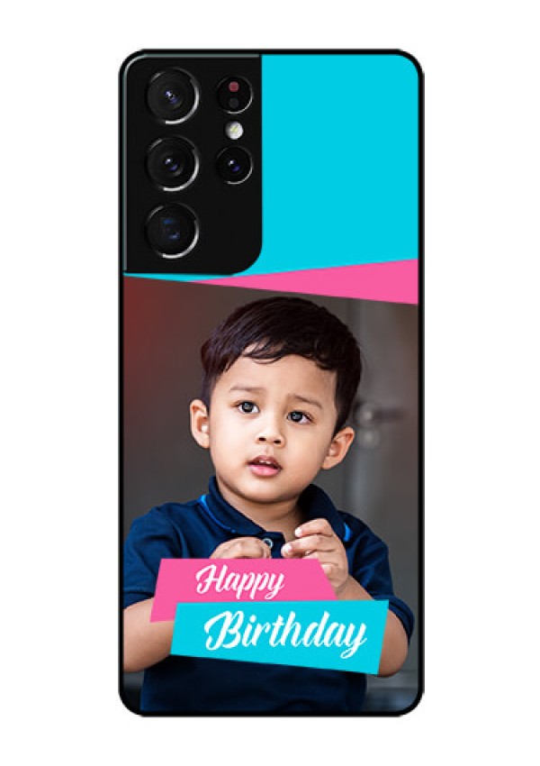 Galaxy S21 Ultra Personalized Glass Phone Case  - Image Holder with 2 Color Design