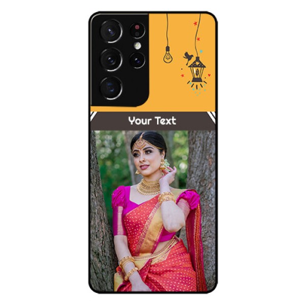 Galaxy S21 Ultra Custom Glass Mobile Case  - with Family Picture and Icons 