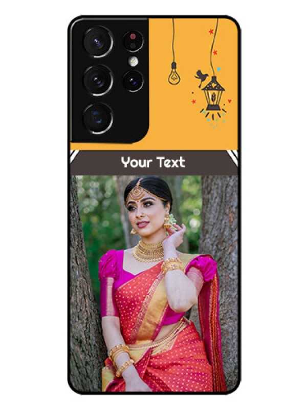 Custom Galaxy S21 Ultra Custom Glass Mobile Case  - with Family Picture and Icons 