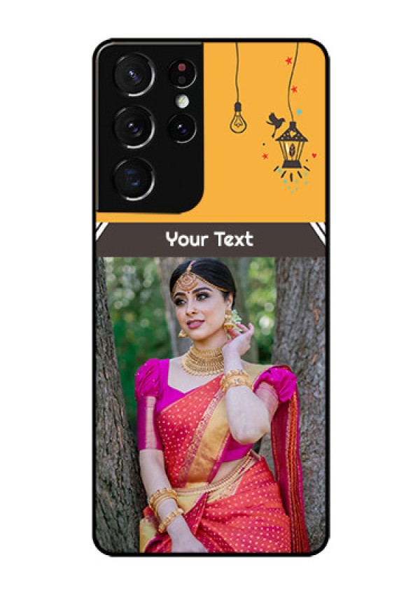 Galaxy S21 Ultra Custom Glass Mobile Case  - with Family Picture and Icons 
