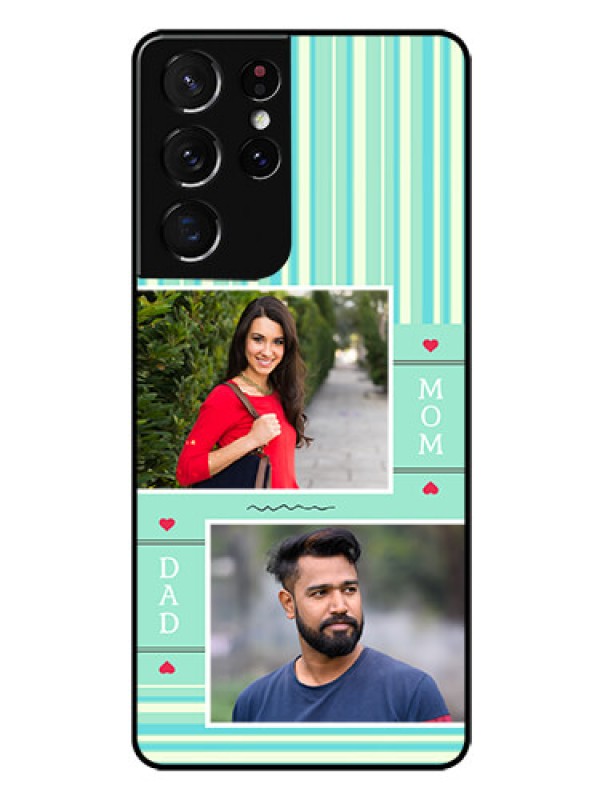 Custom Galaxy S21 Ultra Custom Glass Phone Case  - Mom & Dad Pic Design