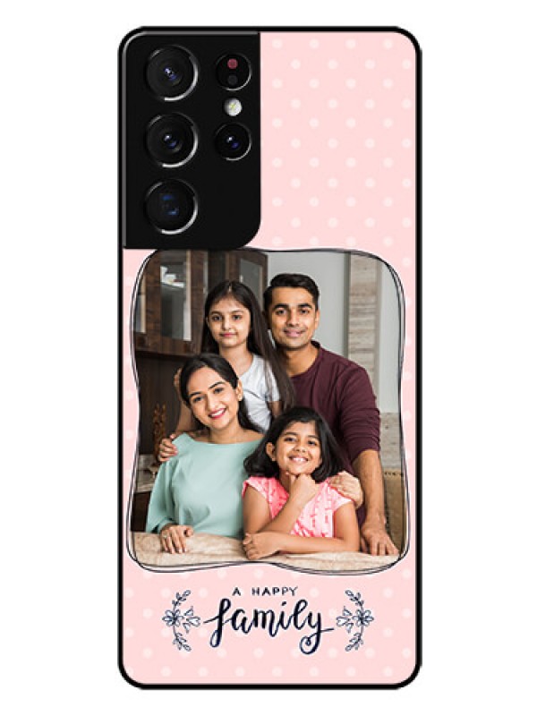 Custom Galaxy S21 Ultra Custom Glass Phone Case  - Family with Dots Design
