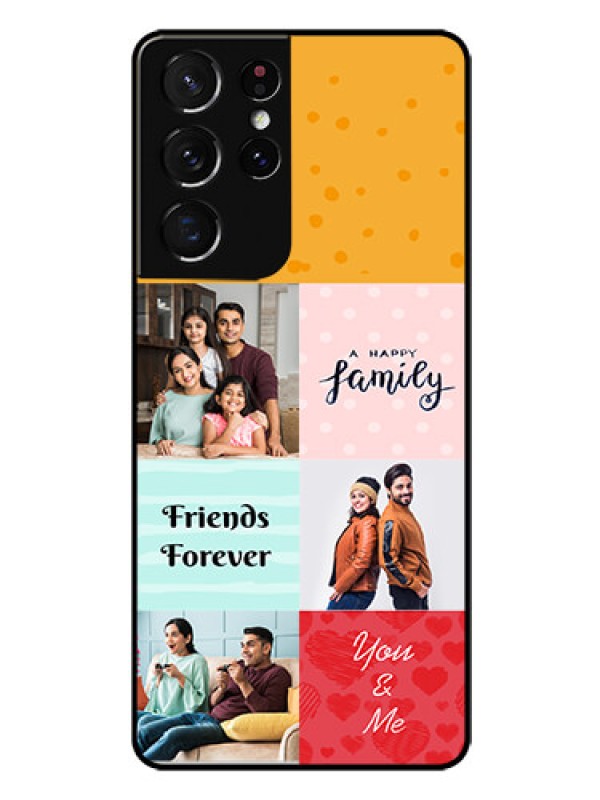Custom Galaxy S21 Ultra Personalized Glass Phone Case  - Images with Quotes Design