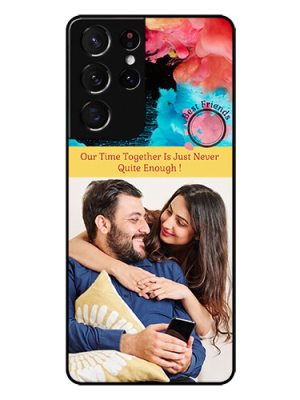 Custom Galaxy S21 Ultra Custom Glass Mobile Case  - Quote with Acrylic Painting Design