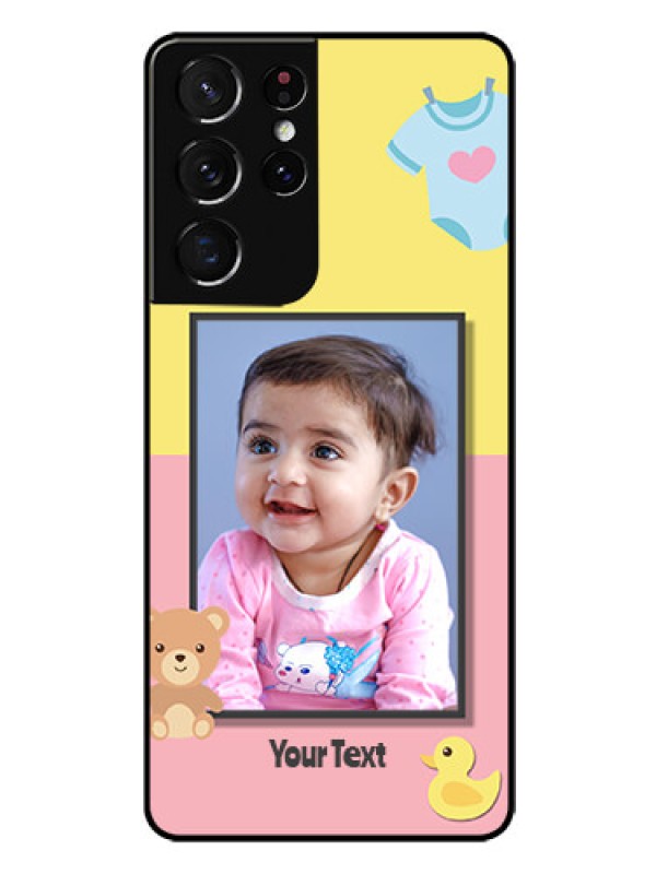 Custom Galaxy S21 Ultra Photo Printing on Glass Case  - Kids 2 Color Design