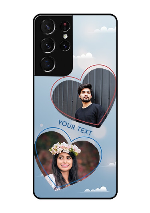 Galaxy S21 Ultra Custom Glass Mobile Case  - Blue Color Couple Design 