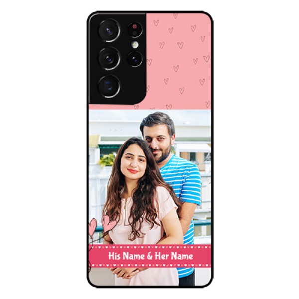Galaxy S21 Ultra Personalized Glass Phone Case - Love Design Peach Color Galaxy S21 Ultra Personalized Glass Phone Case - Love Design Peach Color