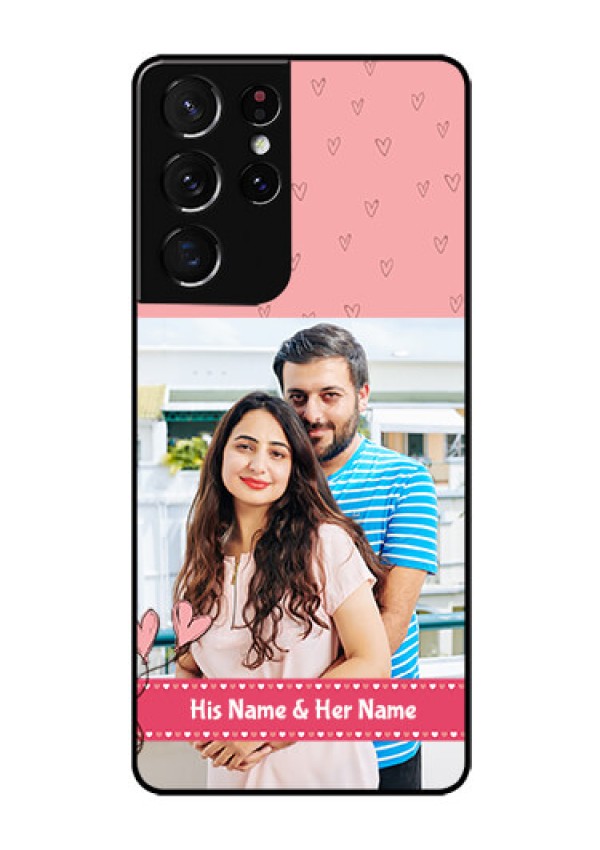 Galaxy S21 Ultra Personalized Glass Phone Case  - Love Design Peach Color