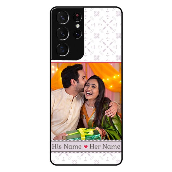 Galaxy S21 Ultra Custom Glass Mobile Case - with Photo and Ethnic Design Galaxy S21 Ultra Custom Glass Mobile Case - with Photo and Ethnic Design