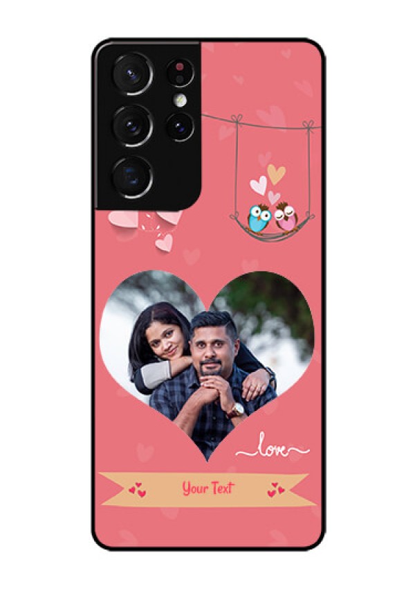 Galaxy S21 Ultra Personalized Glass Phone Case  - Peach Color Love Design 