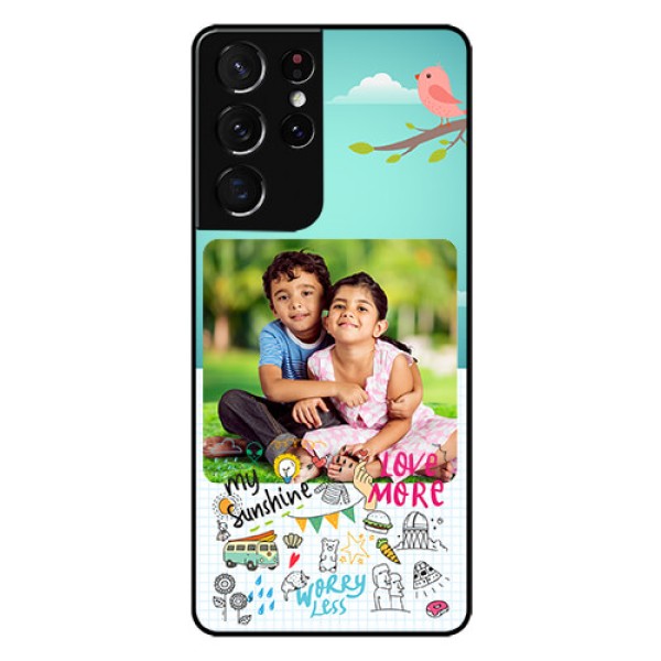 Galaxy S21 Ultra Photo Printing on Glass Case  - Doodle love Design