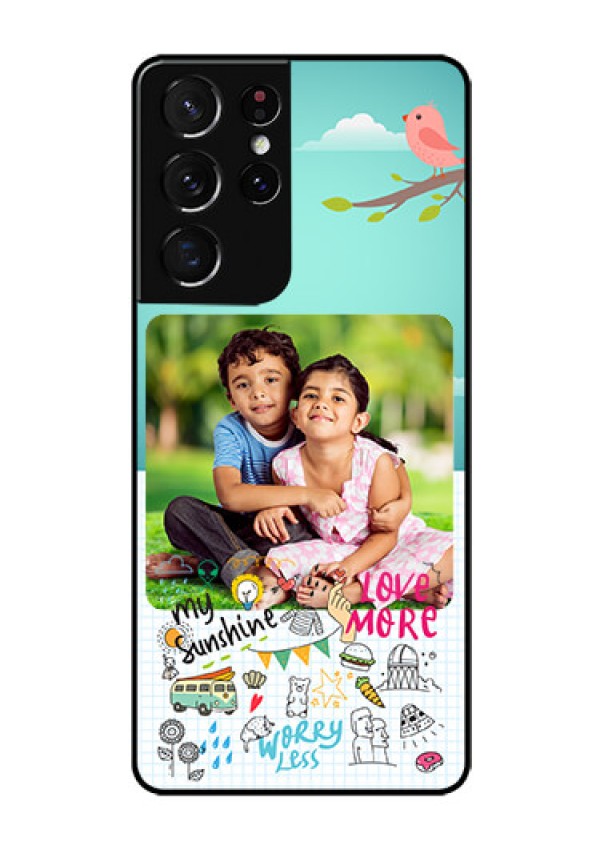 Galaxy S21 Ultra Photo Printing on Glass Case  - Doodle love Design